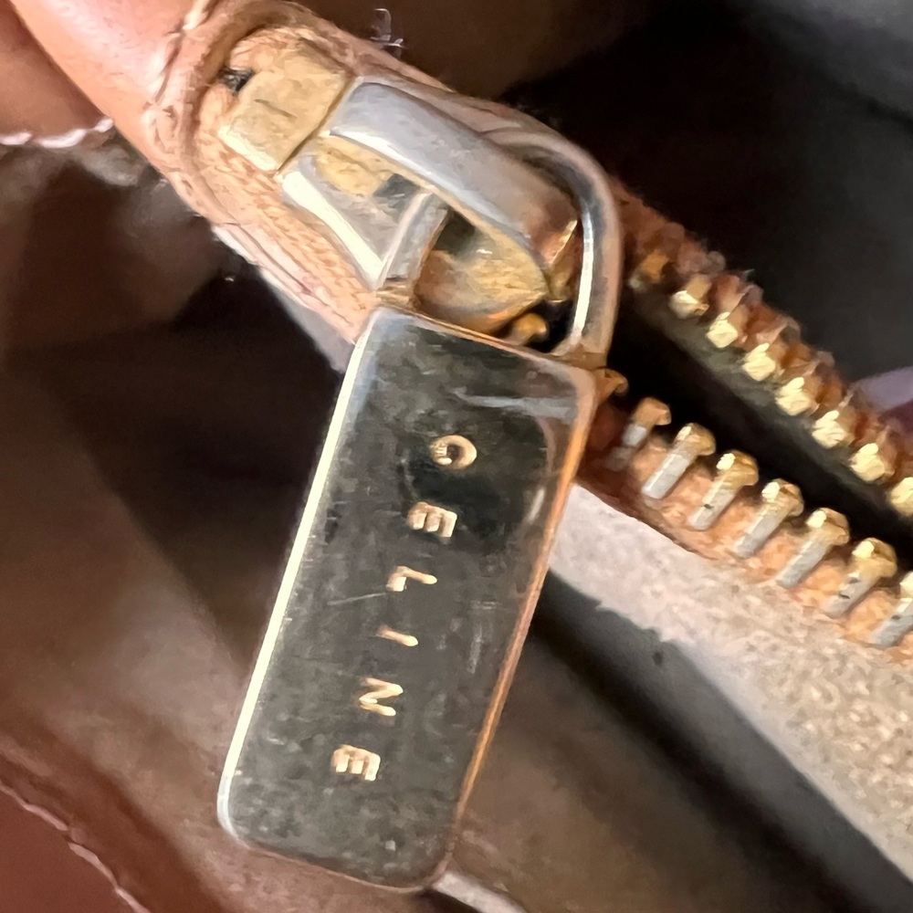Celine vintage beige/brown Leather Satchel with Gold Details - Picture 15 of 15